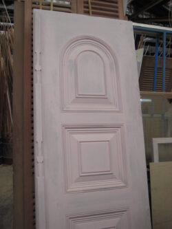Solid timber raised panel door with traditional heritage-style molding and proportions, handcrafted by Marrickville Joinery for period homes and classical architectural restorations.