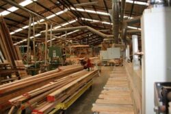 Custom timber frames and components during active production at the Marrickville Joinery workshop.
